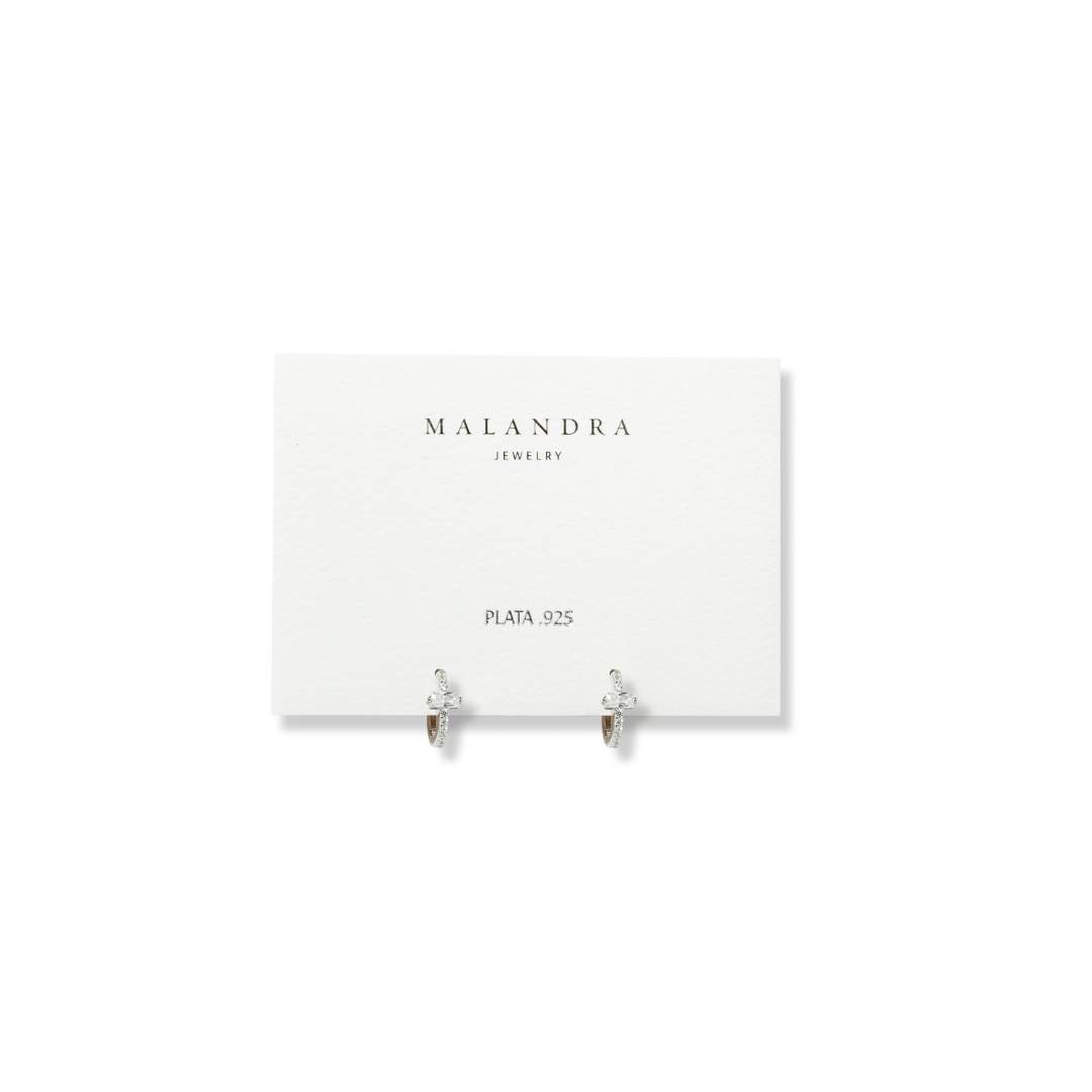 SPARK SILVER CROSS EARRINGS - ARETES - Malandra Jewelry - EAWA130.P-AAE616-2