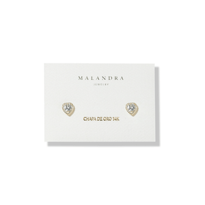 SPARKLING HEART STUDS - ARETES - Malandra Jewelry - ZWA74 - QX02215