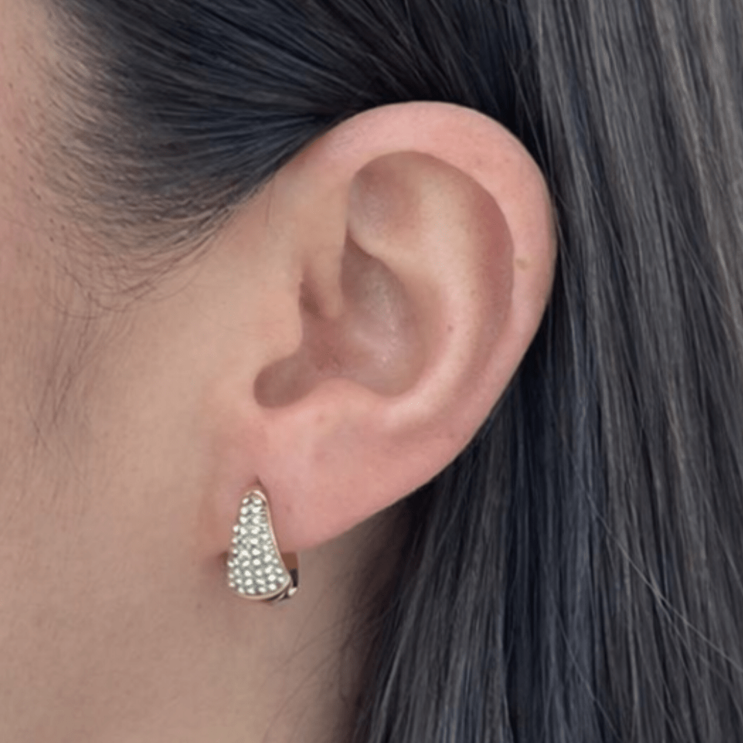 SPARKLING SMALL HOOPS EARRINGS - ARETES - Malandra Jewelry - EUWA336-JDE0305015-14