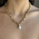 SQUARE LINK PEARL NECKLACE - COLLARES - Malandra Jewelry - TC1866