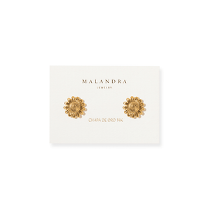 SUNFLOWER GOLD EARRINGS - ARETES - Malandra Jewelry - VCA255-4035