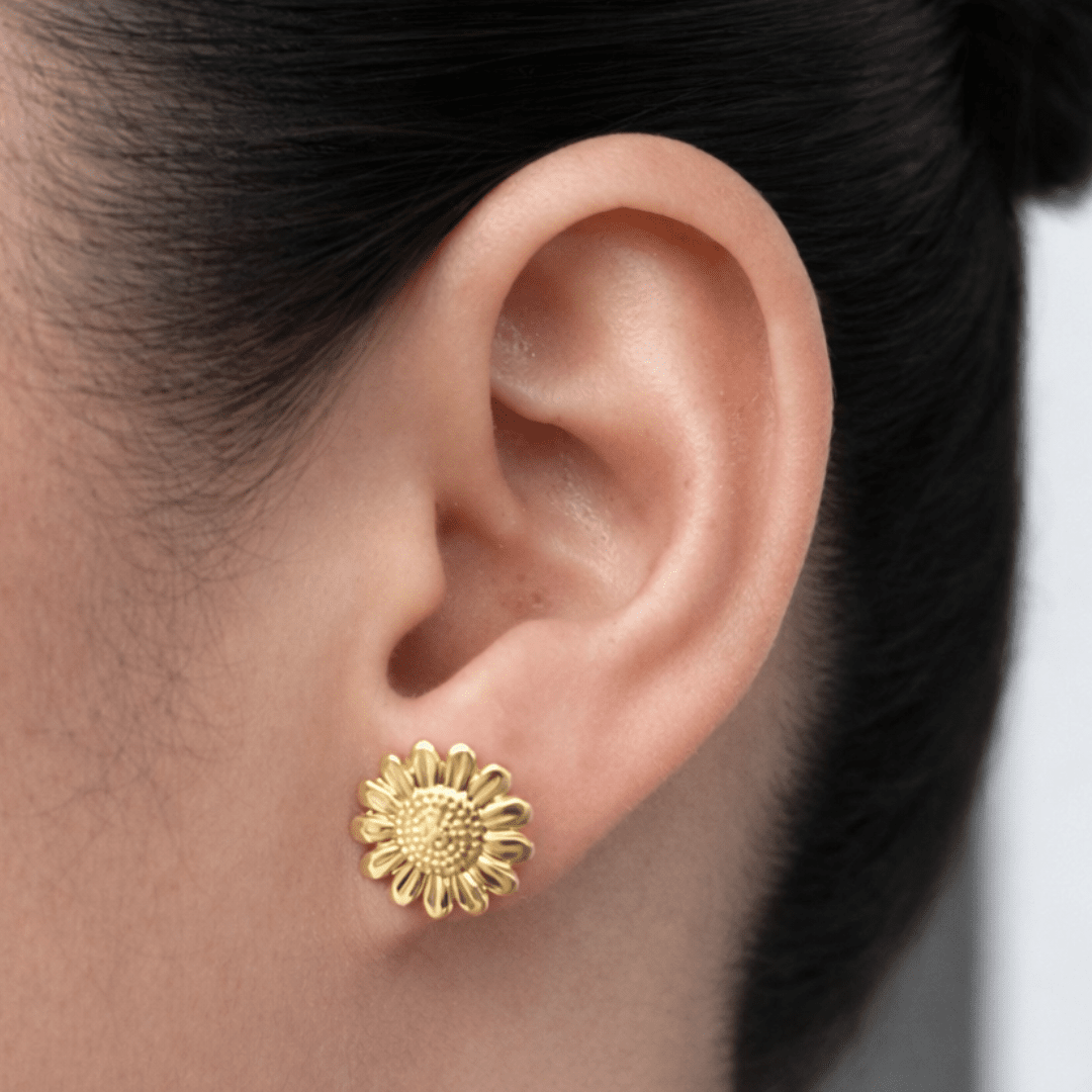 SUNFLOWER GOLD EARRINGS - ARETES - Malandra Jewelry - VCA255-4035