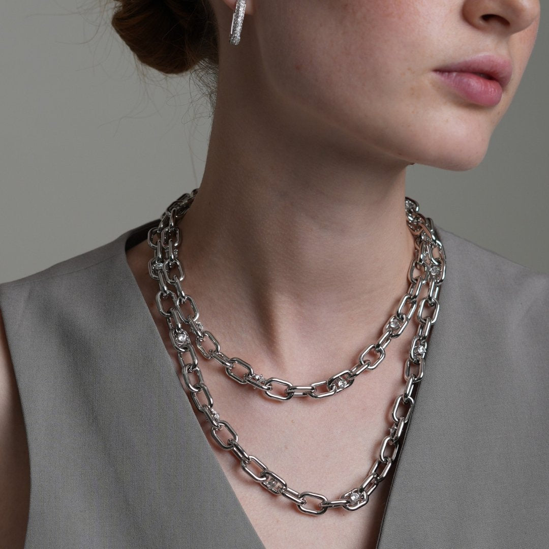 THE LINK CHUNKY SILVER NECKLACE - COLLARES - Malandra Jewelry - ICC441.P