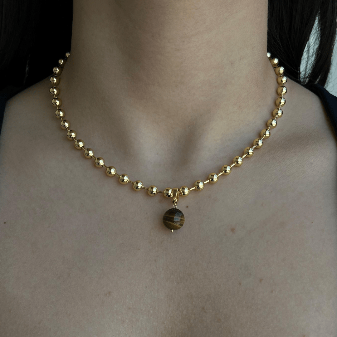 TIGER EYE BEADED NECKLACE - COLLARES - Malandra Jewelry - TC2290 / EYHC13