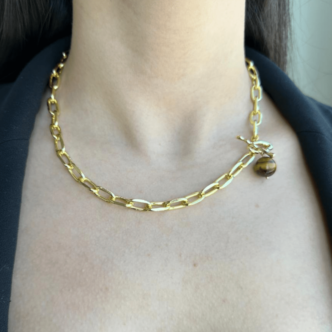 TIGER EYE LINK NECKLACE - COLLARES - Malandra Jewelry - TC2180