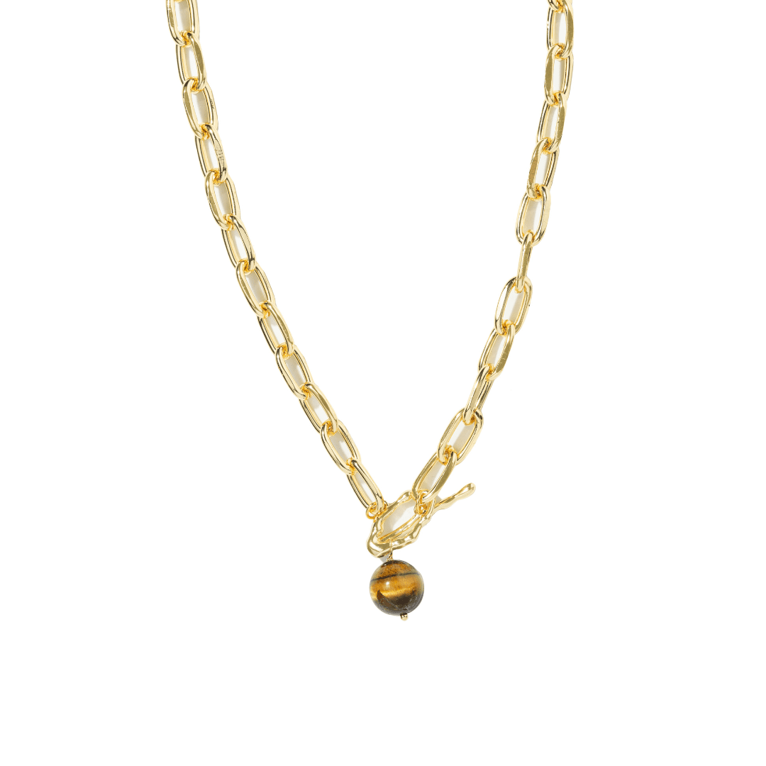 TIGER EYE LINK NECKLACE - COLLARES - Malandra Jewelry - TC2180