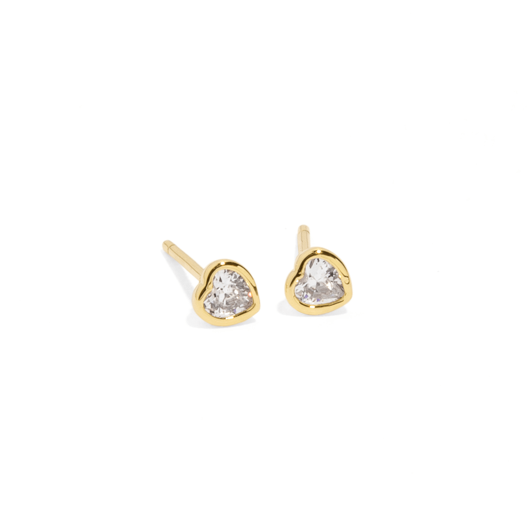 TINY CRYSTAL HEART STUDS - ARETES - Malandra Jewelry - ZWA28 - QX00861YX
