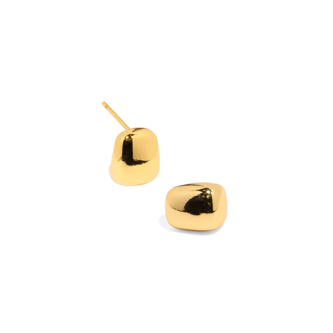 TINY SQUARE GOLD EARRINGS - ARETES - Malandra Jewelry - ZWA12 - QX02740Y