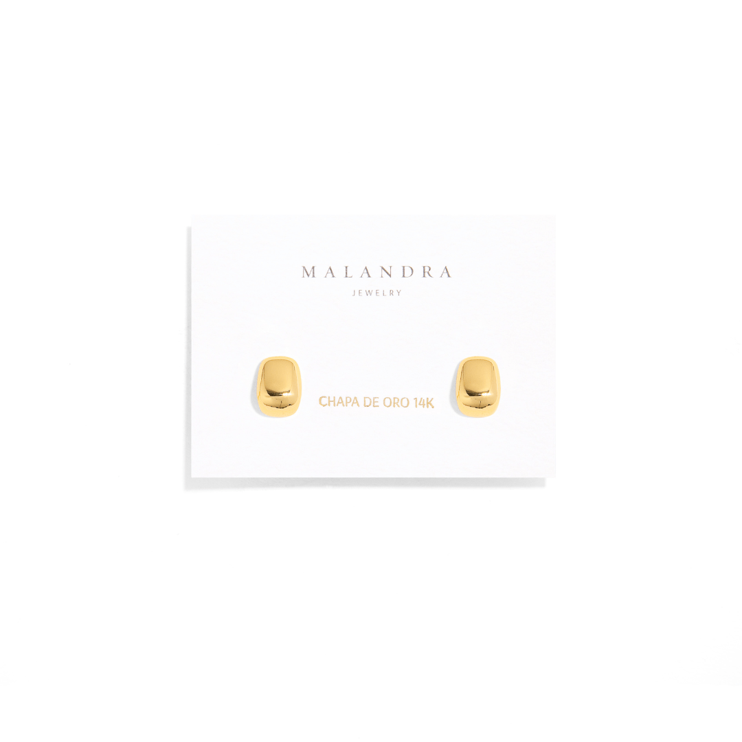 TINY SQUARE GOLD EARRINGS - ARETES - Malandra Jewelry - ZWA12 - QX02740Y
