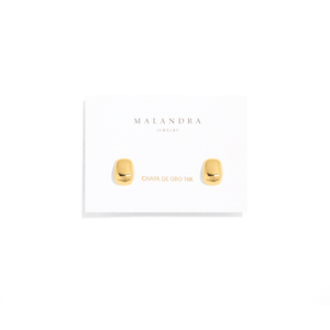 TINY SQUARE GOLD EARRINGS - ARETES - Malandra Jewelry - ZWA12 - QX02740Y