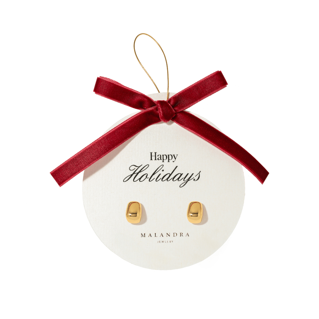 TINY SQUARE GOLD EARRINGS - ARETES - Malandra Jewelry - ZWA12-QX02740Y