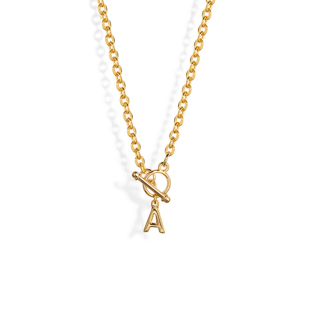 TOGGLE LETTER GOLDEN NECKLACE - COLLARES - Malandra Jewelry - TC1717.A