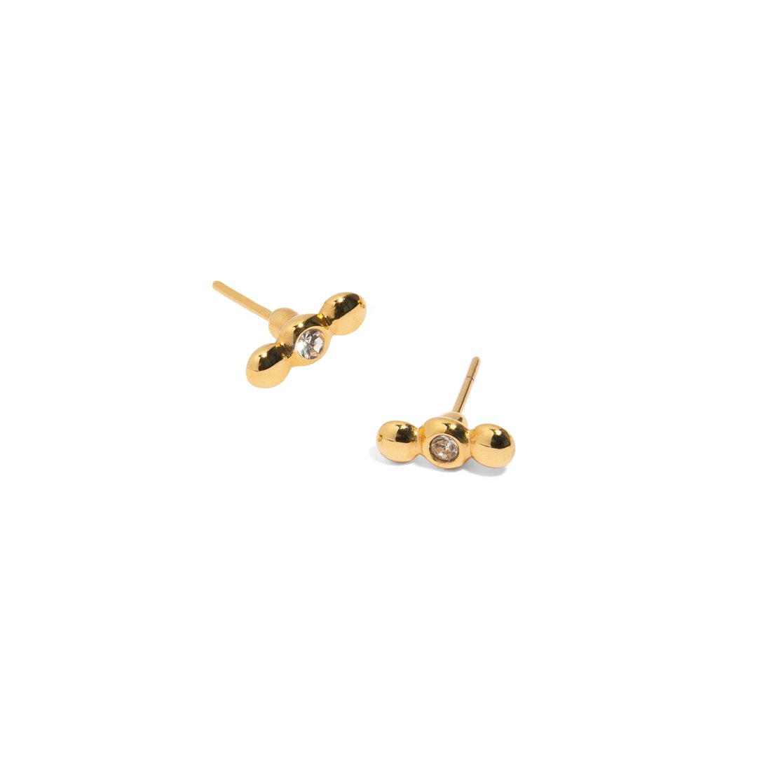 TRI DOTS SPARK STUDS - ARETES - Malandra Jewelry - VCA209 - 4019