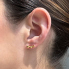 TRI GOLDEN HEART STUDS - ARETES - Malandra Jewelry - VCA208 - 3996