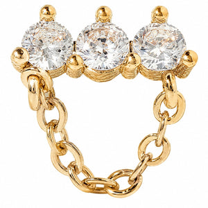 TRINITY CHAIN GOLD PIERCING - ARETES - Malandra Jewelry - ZTA32-EGD1820