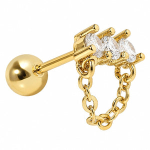 TRINITY CHAIN GOLD PIERCING - ARETES - Malandra Jewelry - ZTA32-EGD1820