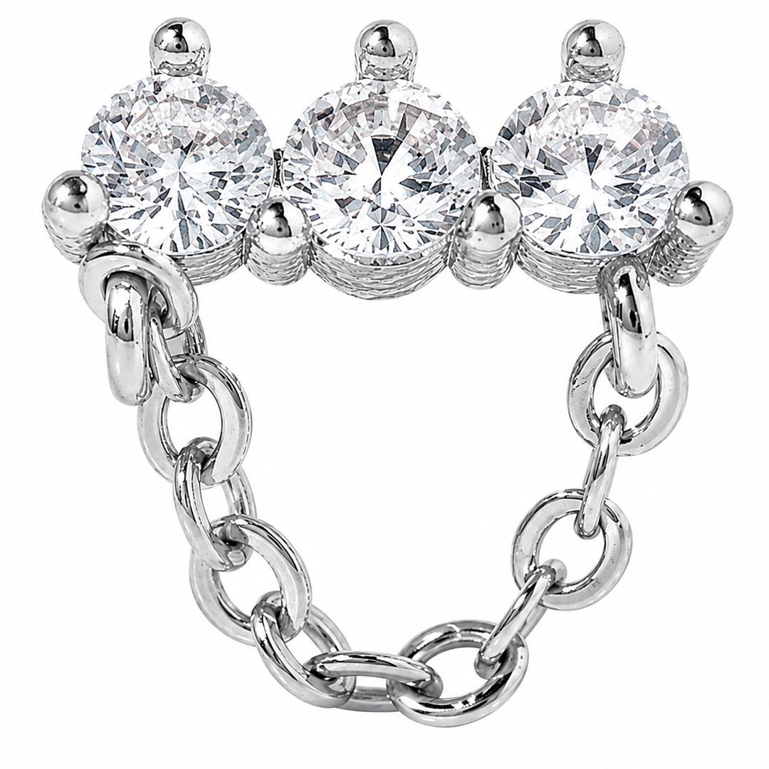 TRINITY CHAIN SILVER PIERCING - ARETES - Malandra Jewelry - ZTA32.P-EGD1820