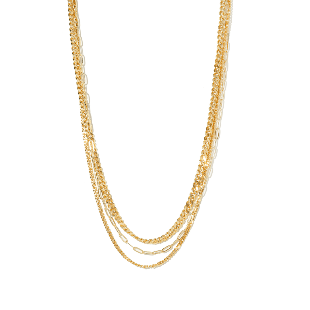 TRIPLE GOLD LAYER NECKLACE - COLLARES - Malandra Jewelry - TC2266