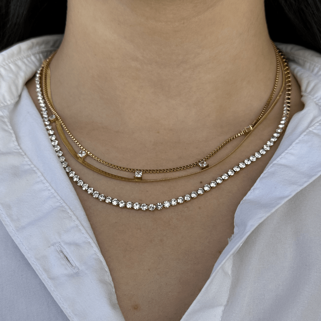 TRIPLE MIX LAYER NECKLACE - COLLARES - Malandra Jewelry - EUWC426-JDN0306016