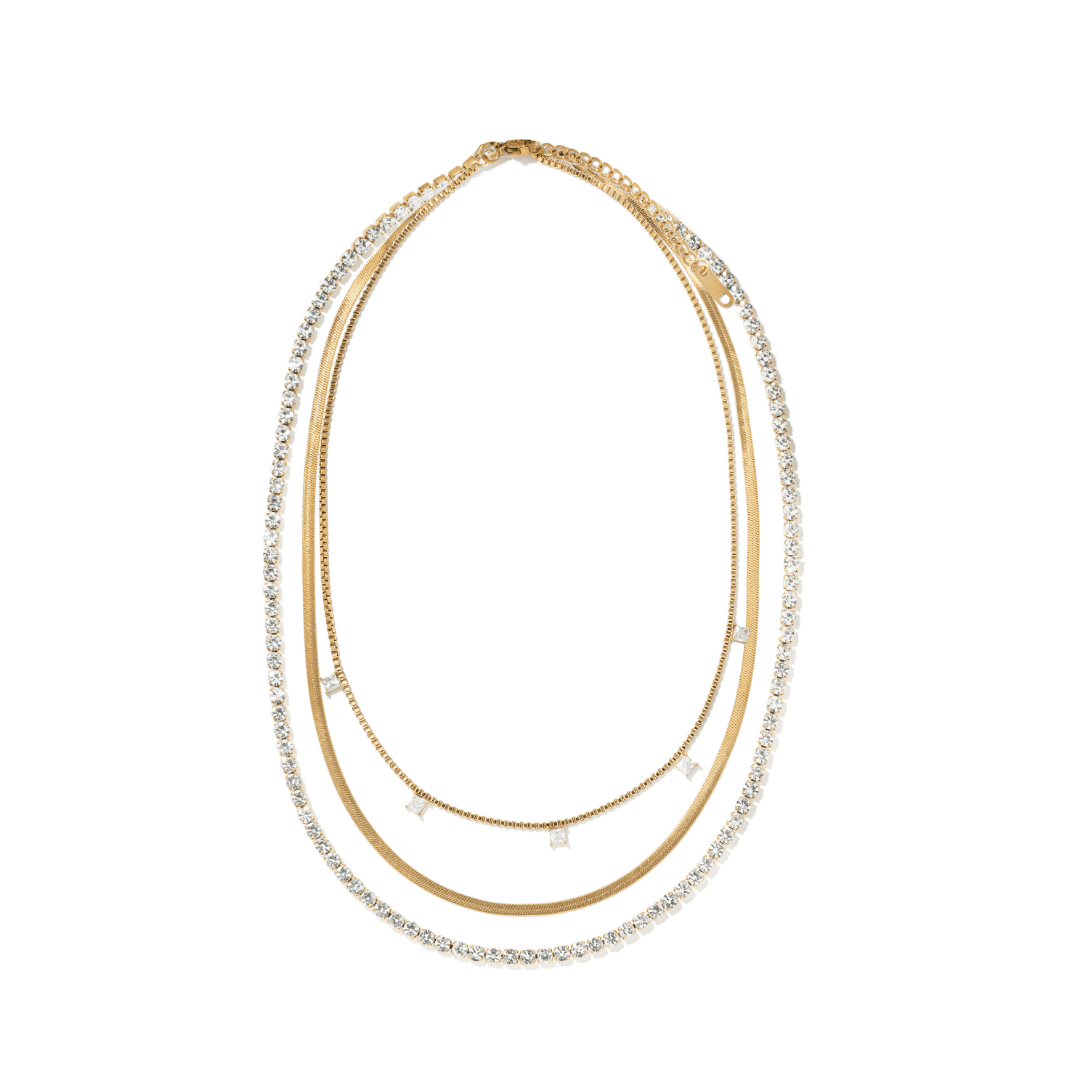 TRIPLE MIX LAYER NECKLACE - COLLARES - Malandra Jewelry - EUWC426-JDN0306016