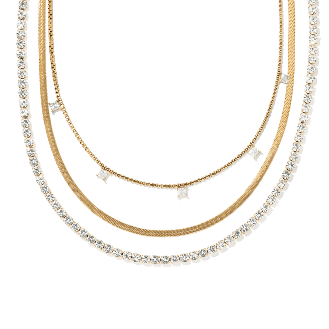 TRIPLE MIX LAYER NECKLACE - COLLARES - Malandra Jewelry - EUWC426-JDN0306016