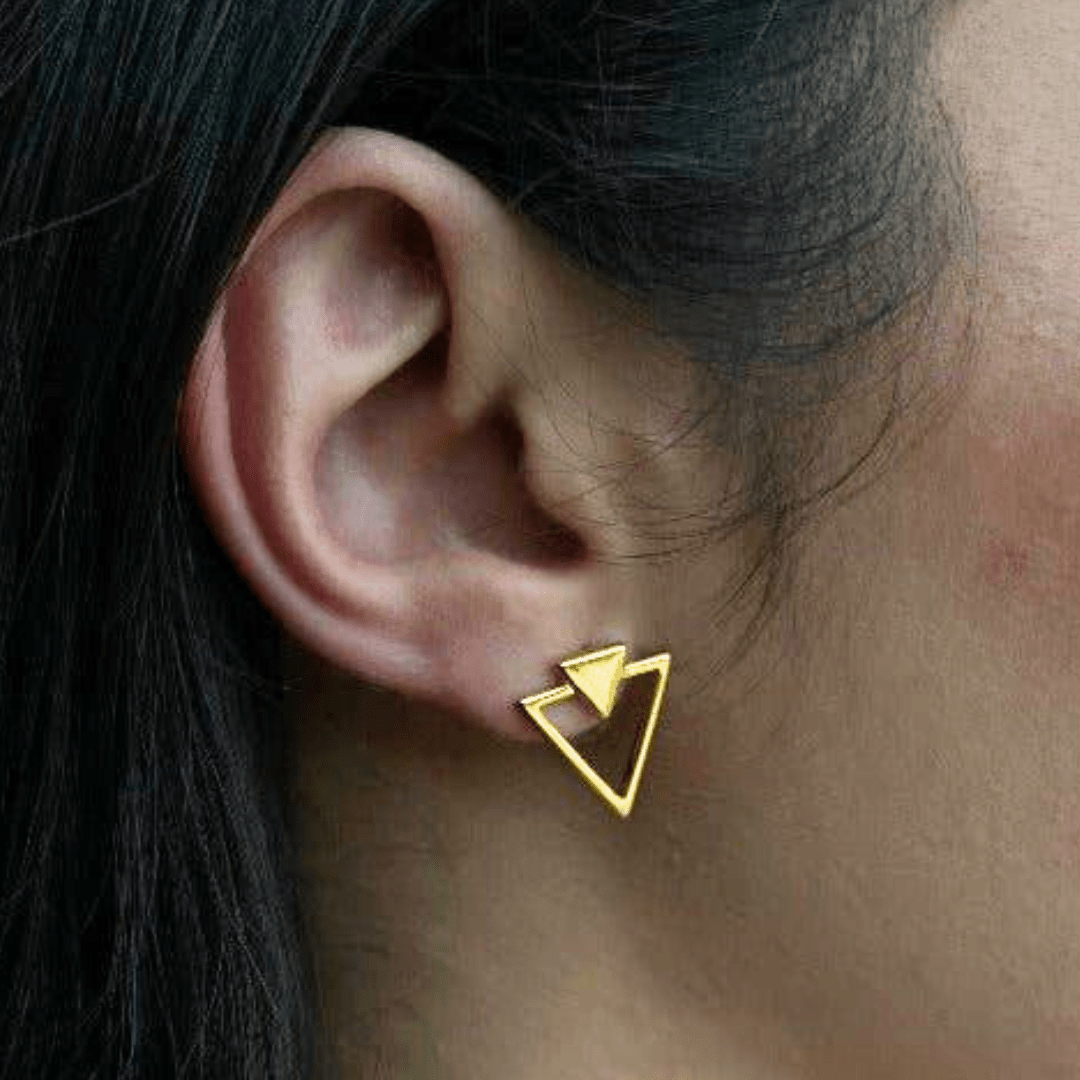 VECTOR GOLDEN EARRINGS - ARETES - Malandra Jewelry - VCA149 - 3936