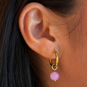 VIBRANT ROSE JADE HOOPS - ARETES - Malandra Jewelry - TA2489