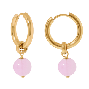 VIBRANT ROSE JADE HOOPS - ARETES - Malandra Jewelry - TA2489