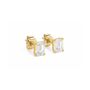 YELLOW GOLD EMERALD CUT STUDS 1CT - ARETES - Malandra Jewelry - BM500.26