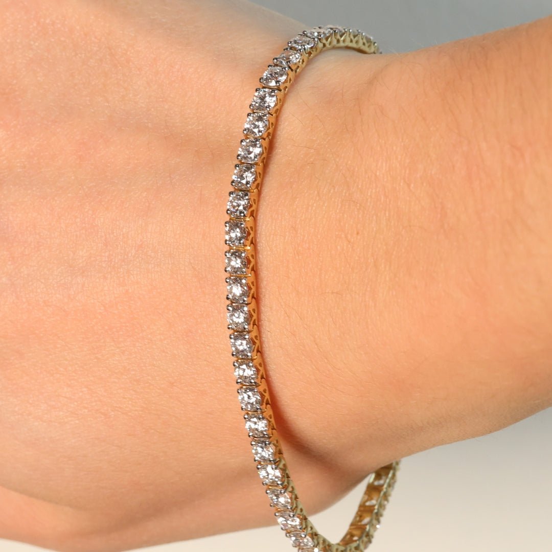 YELLOW GOLD TENNIS BRACELET 7CT - PULSERAS - Malandra Jewelry - BM500