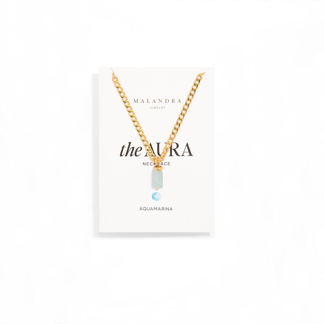 AQUAMARINE AURA NECKLACE - COLLARES - Malandra Jewelry - TC1183