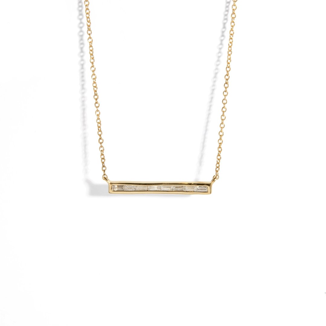 BAGUETE BAR GOLD & DIAMOND NECKLACE - COLLARES - Malandra Jewelry - SNC3