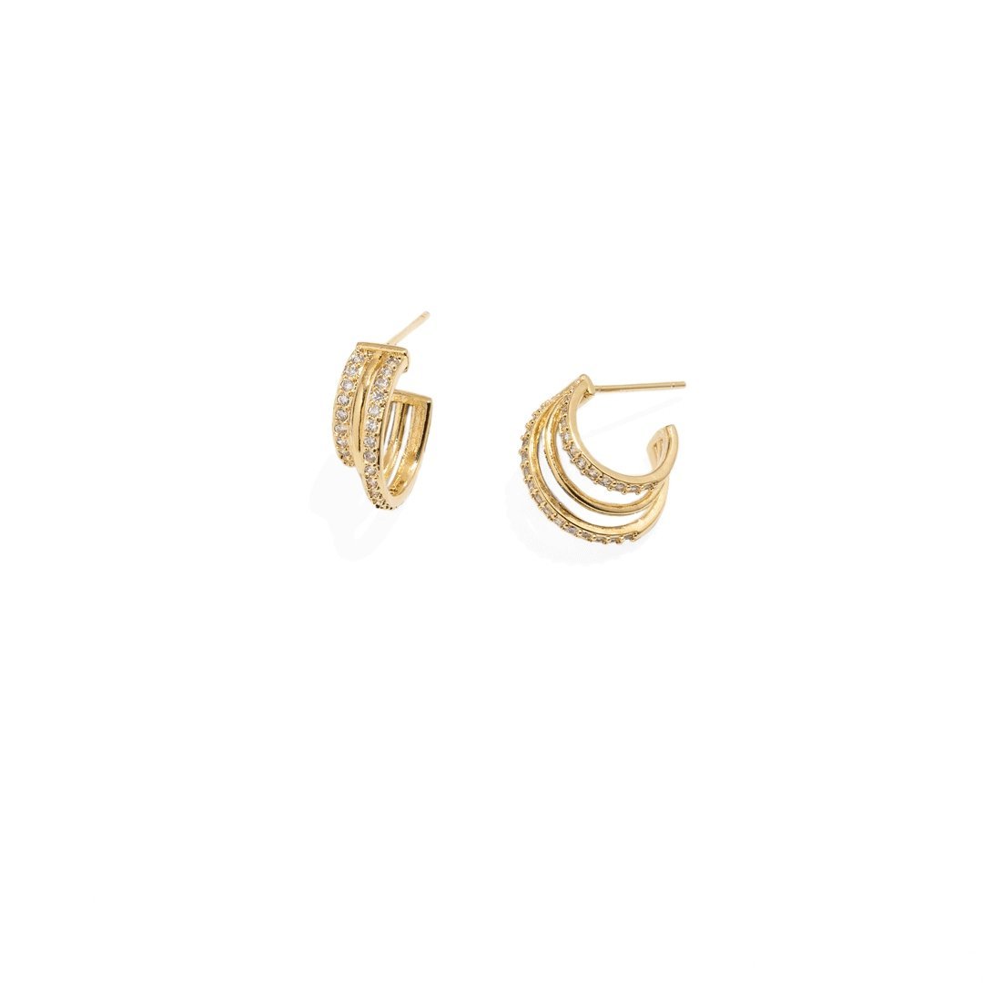 CASCADE SPARK TRIPLE HUGGIES - ARETES - Malandra Jewelry - AA982