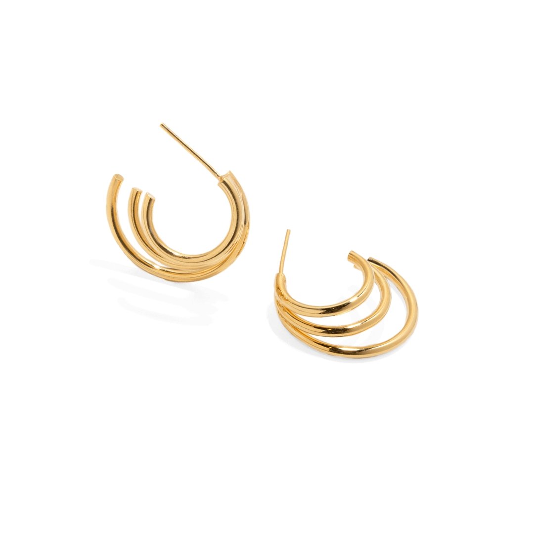 CASCADE TRIPLE HOOPS - ARETES - Malandra Jewelry - VCA157