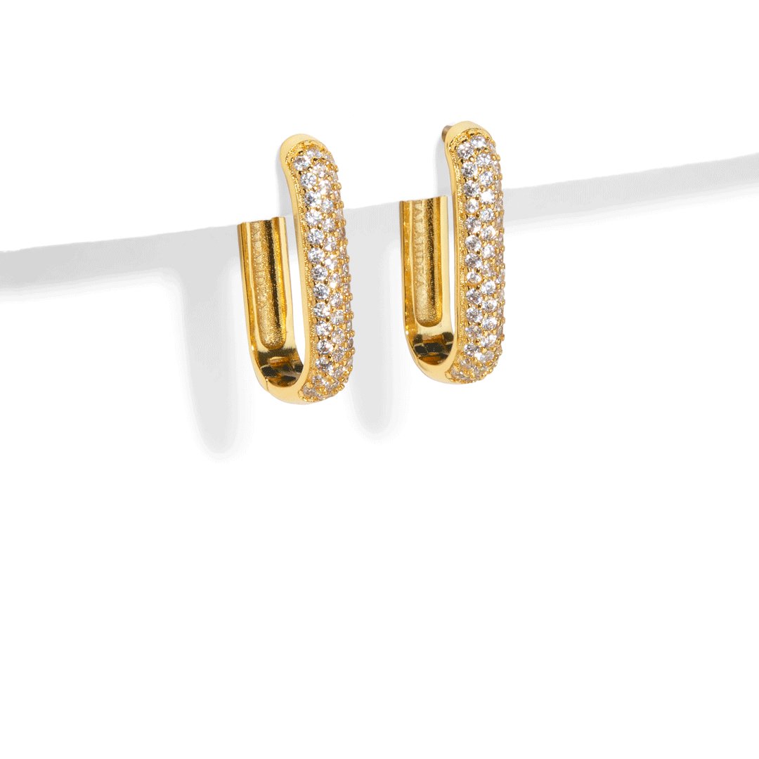 CLIP LINK PAVE EARRINGS - ARETES - Malandra Jewelry - ICA439