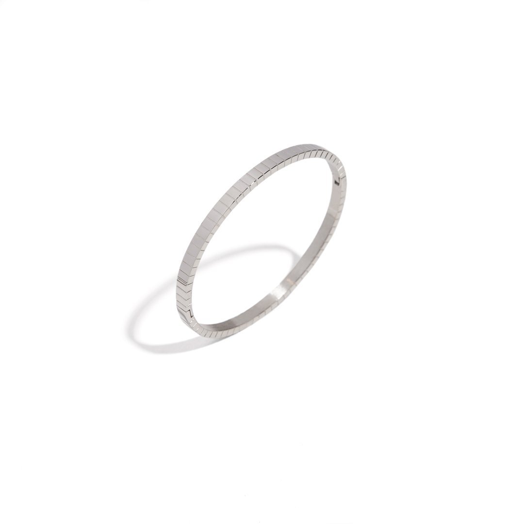 COLLINS SQUARED SILVER BRACELET - BRAZALETES - Malandra Jewelry - EP6077.P