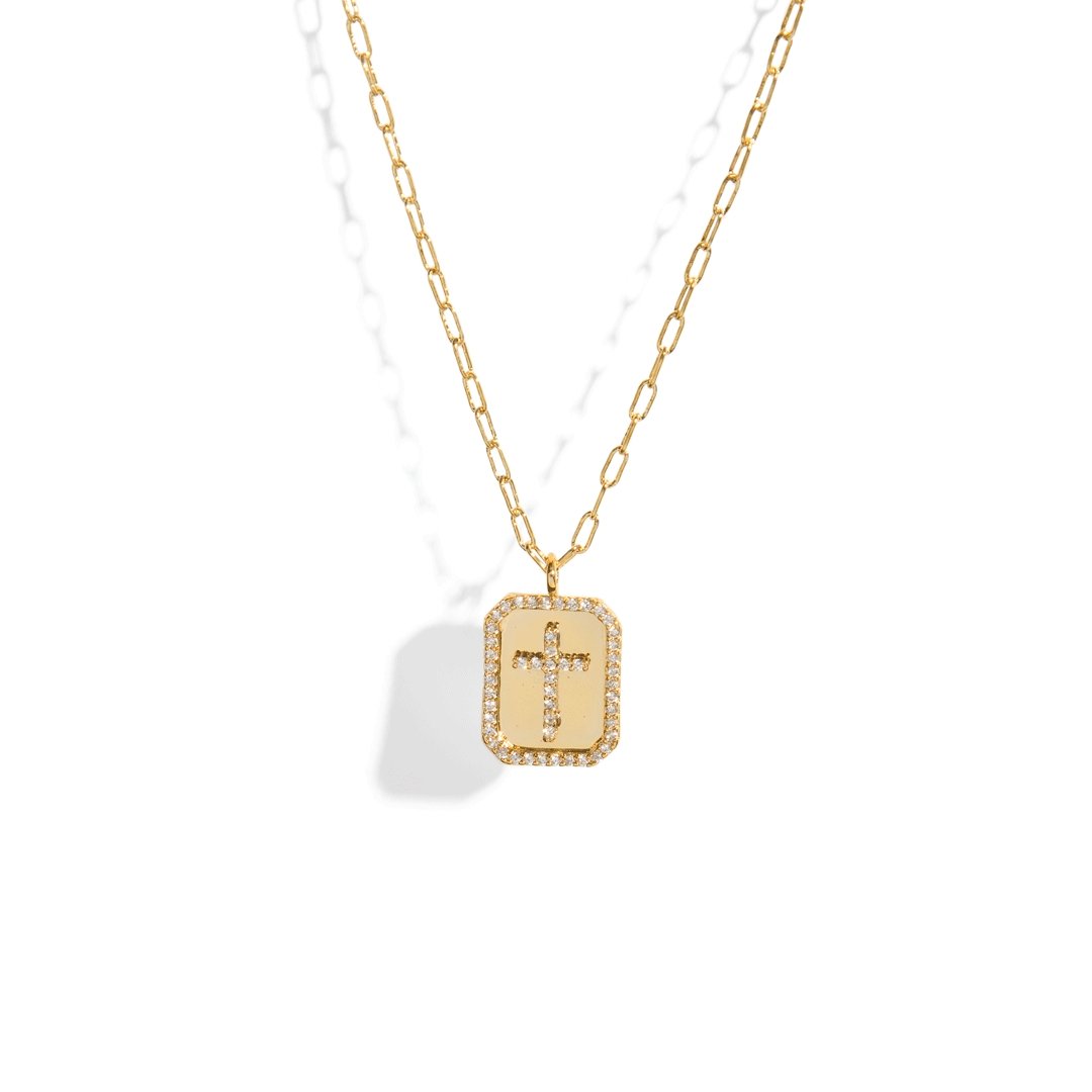 CROSS SPARK MEDAL NECKLACE - COLLARES - Malandra Jewelry - XMC34 - 94485N