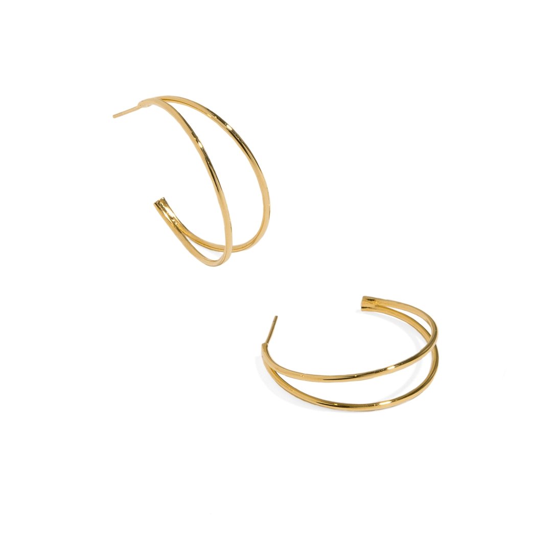 DUAL SLIM HOOPS - ARETES - Malandra Jewelry - VCA172