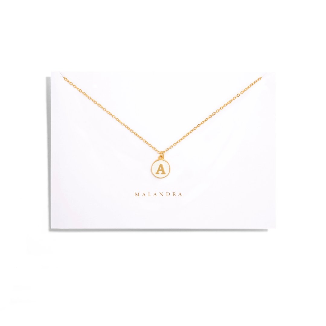 ENAMEL WHITE LETTER NECKLACE - COLLARES - Malandra Jewelry - TC1013.A