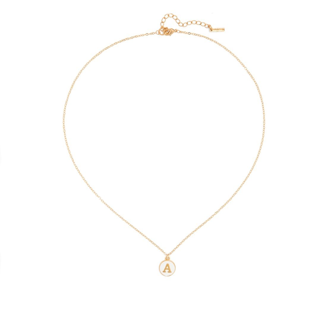 ENAMEL WHITE LETTER NECKLACE - COLLARES - Malandra Jewelry - TC1013.A