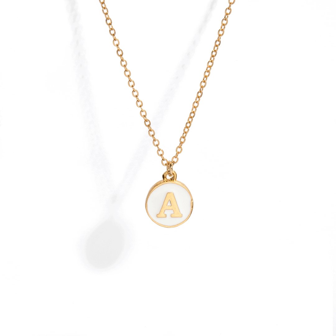 ENAMEL WHITE LETTER NECKLACE - COLLARES - Malandra Jewelry - TC1013.A