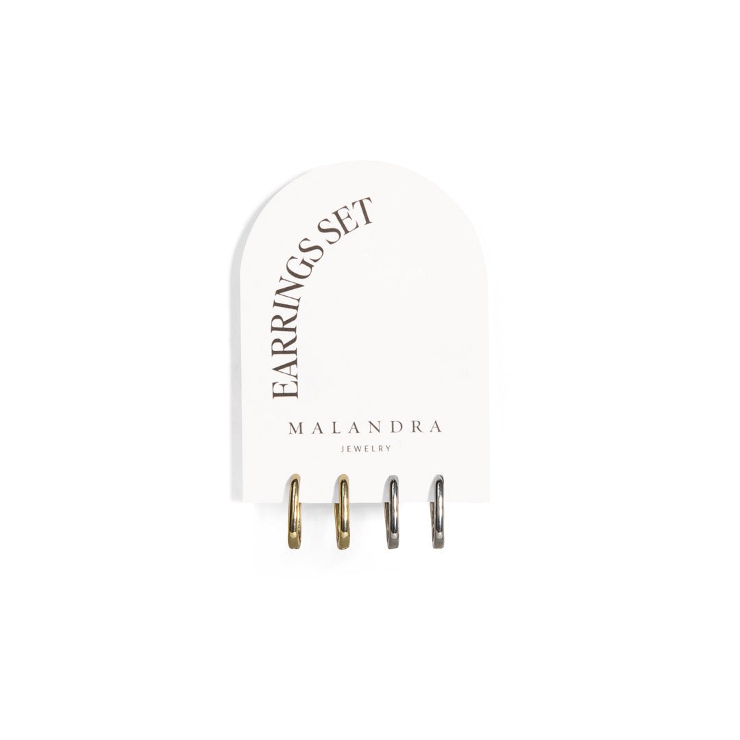 ESSENTIAL DUO MIX HUGGIES SET - ARETES - Malandra Jewelry - TA1206