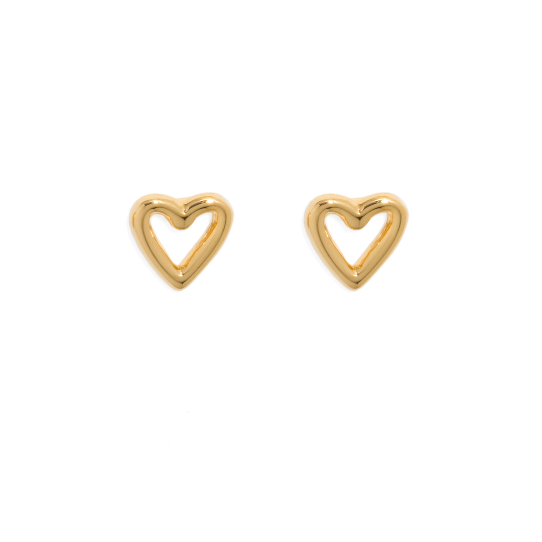 ESSENTIAL OUTLINE HEART STUDS - ARETES - Malandra Jewelry - VCA171