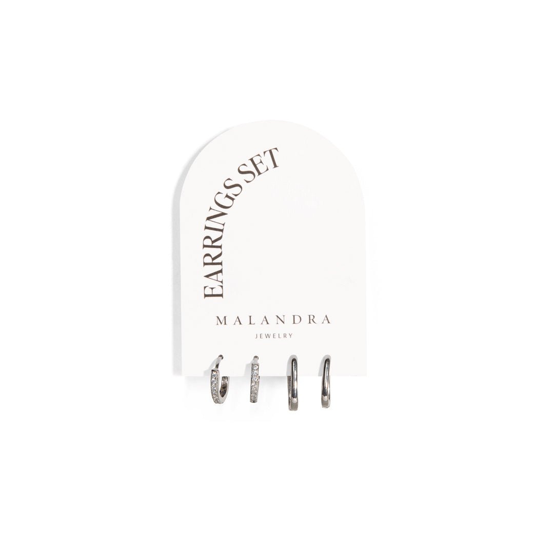 ESSENTIAL SILVER HUGGIES SET - ARETES - Malandra Jewelry - TA1204