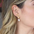 GOLDEN LUCKY EYE STUDS - ARETES - Malandra Jewelry - VCA57