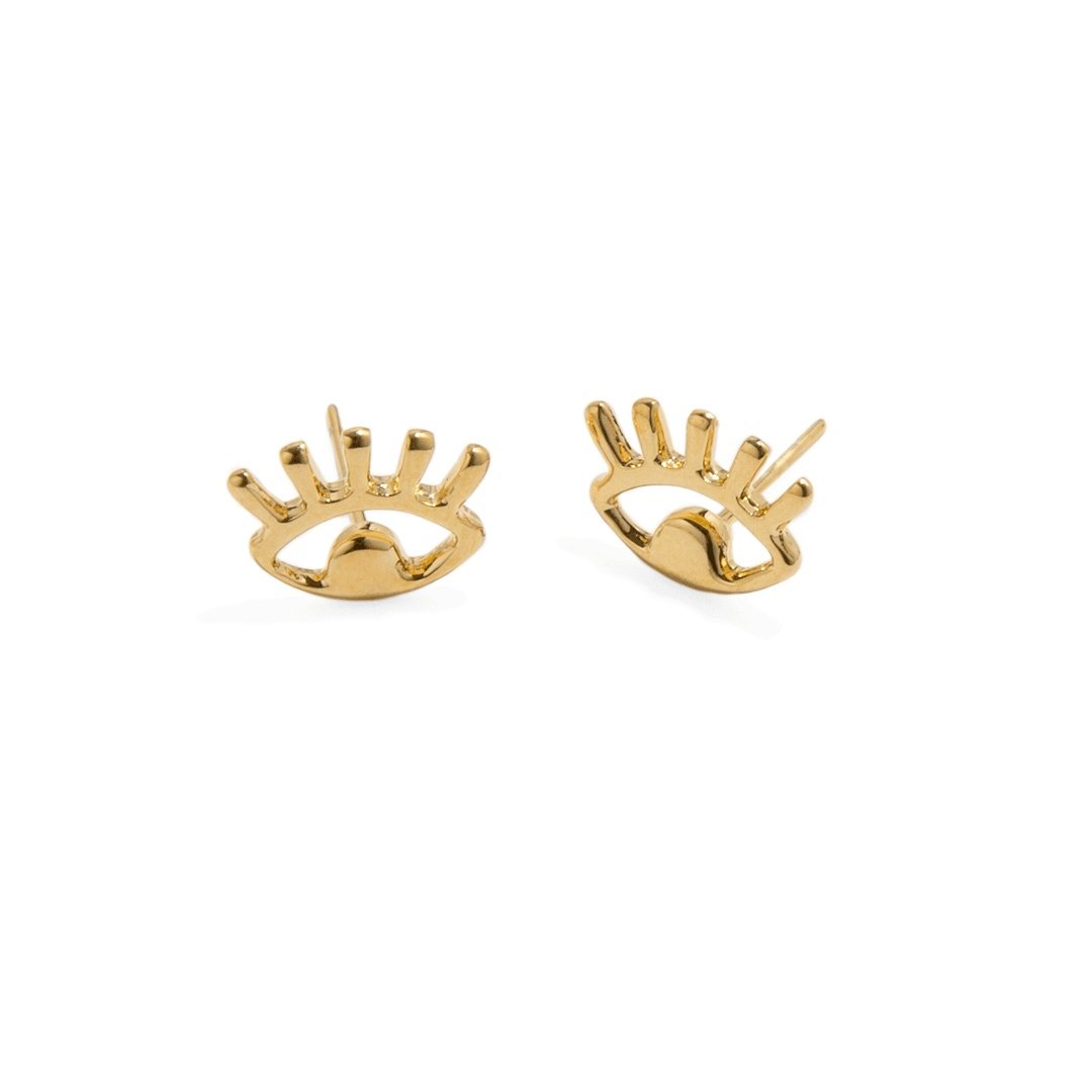 GOLDEN LUCKY EYE STUDS - ARETES - Malandra Jewelry - VCA57