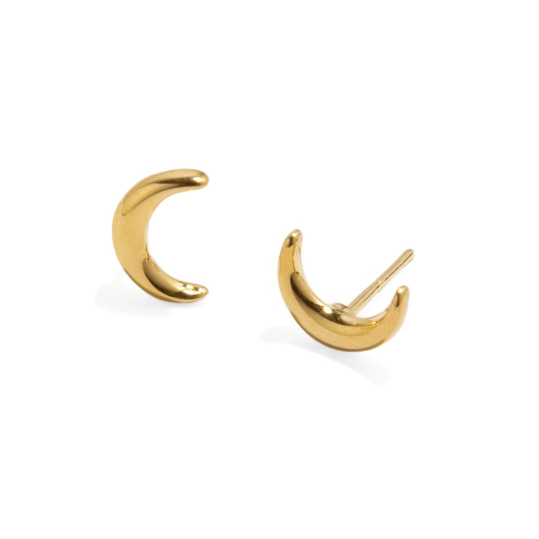 GOLDEN LUNAR STUDS - ARETES - Malandra Jewelry - VCA158
