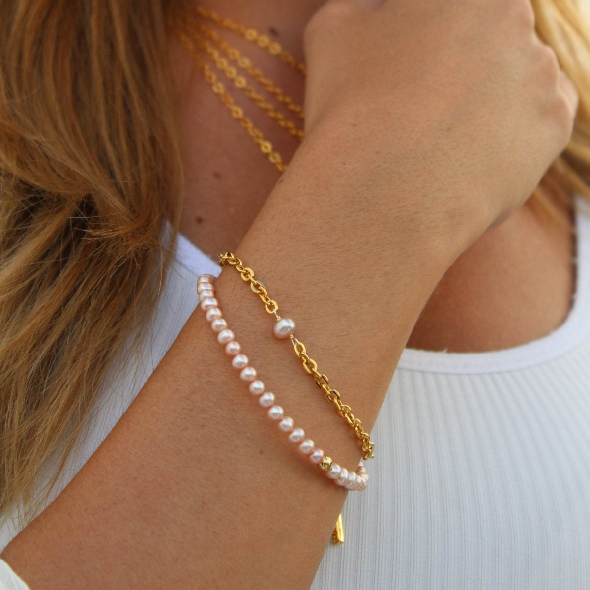 GRATITUDE ROSE PEARL BRACELET - BRAZALETES - Malandra Jewelry - TP952