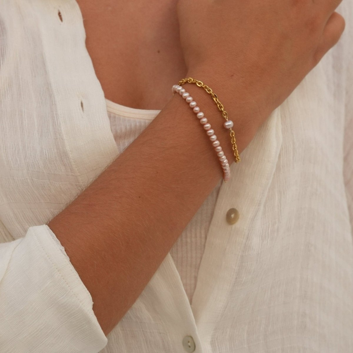 GRATITUDE ROSE PEARL BRACELET - BRAZALETES - Malandra Jewelry - TP952