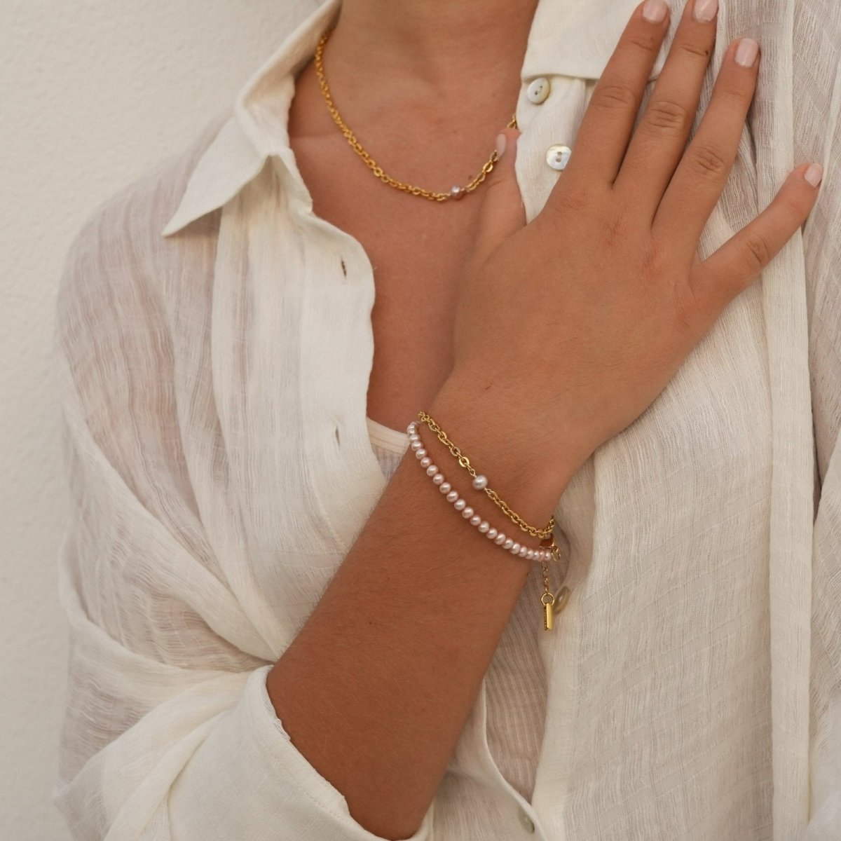GRATITUDE ROSE PEARL BRACELET - BRAZALETES - Malandra Jewelry - TP952